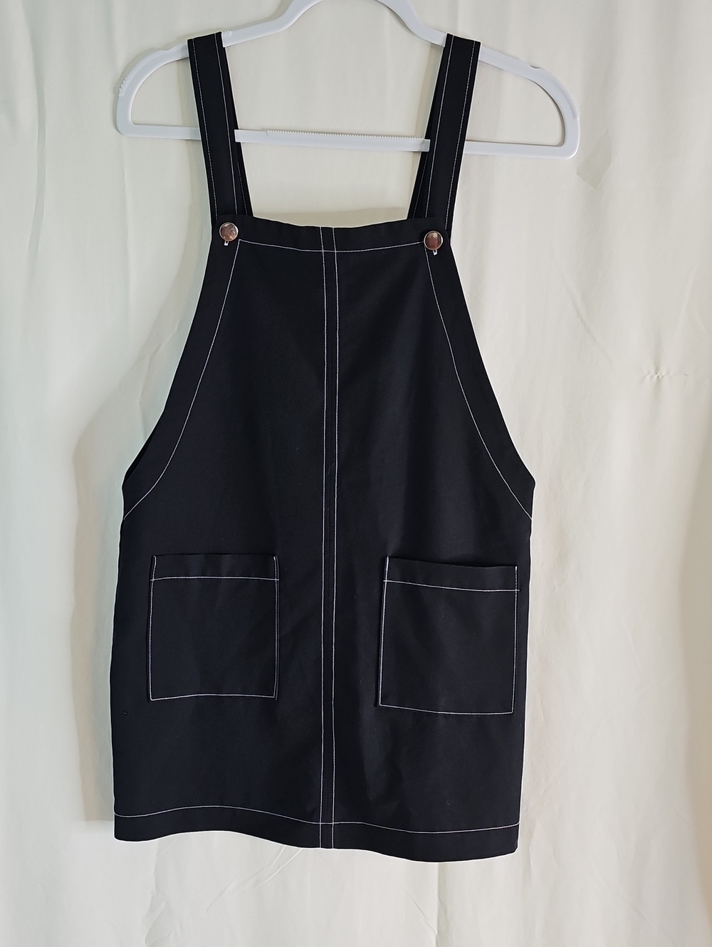 Forever 21 Black Pinafore Apron Dress with Contrast Stitching